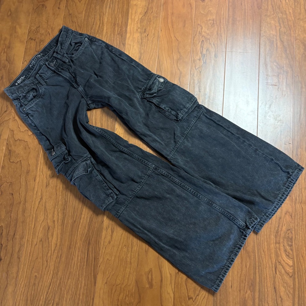 Arizona Jean Co Low Rise Baggy Cargo Jeans Black Wide Leg Y2K Denim Size 0